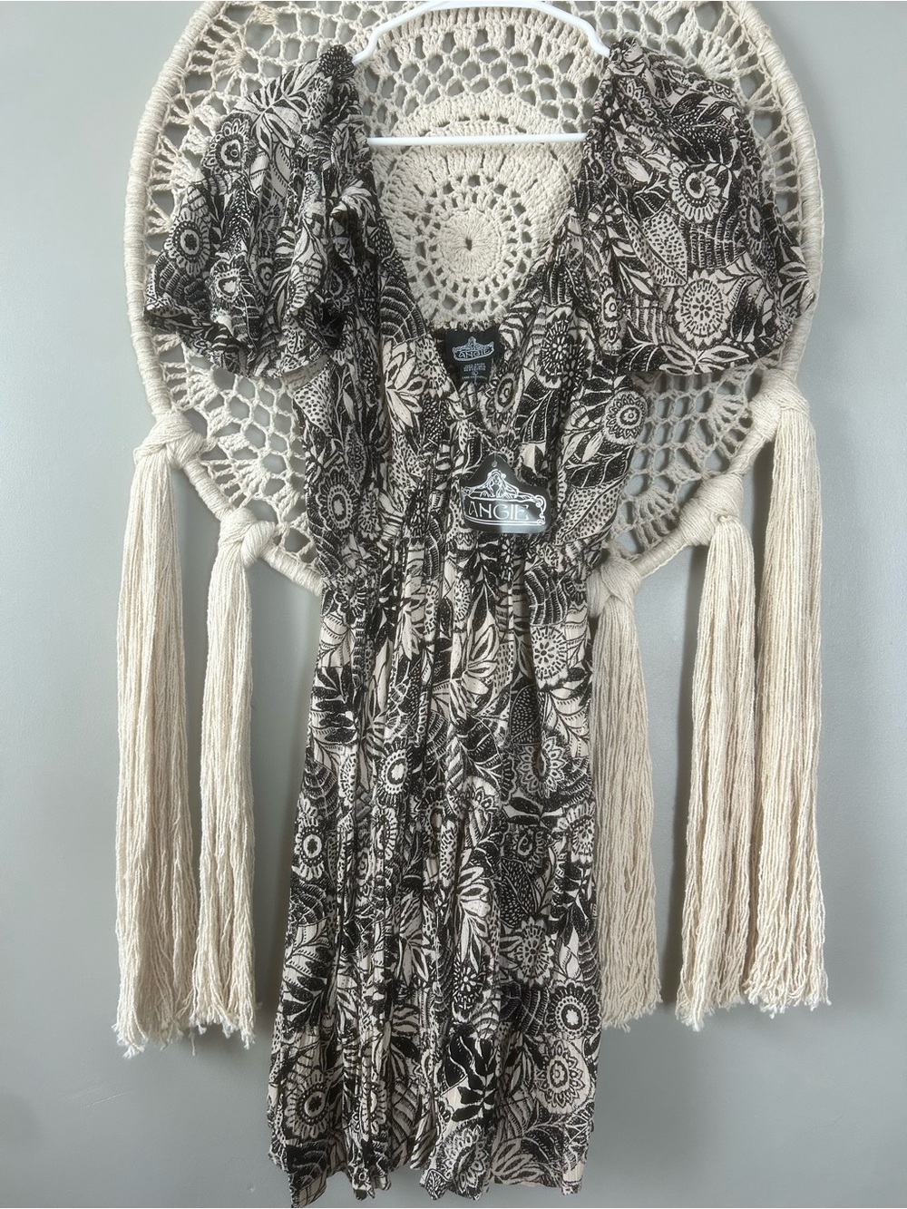 Angie Black & Cream Floral Print Dress